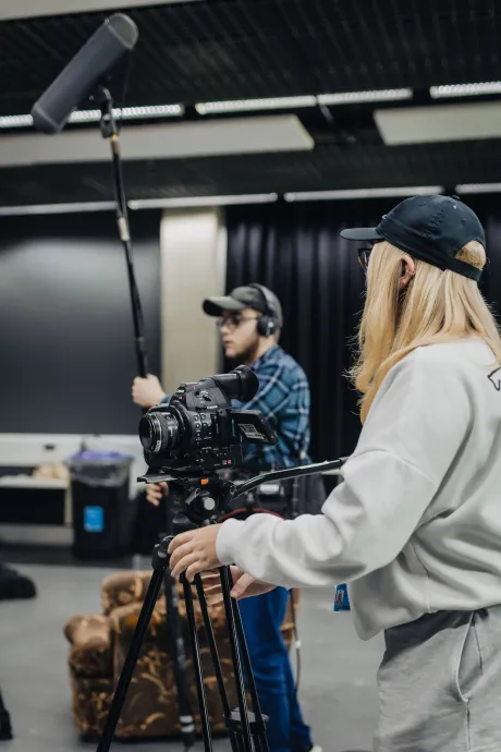 Ravensbourne film students on set