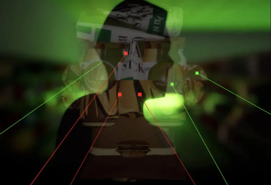 Still image from live performance of GOD MODE (ep. 1) project created by Knowledge Exchange researchers at Ravensbourne University