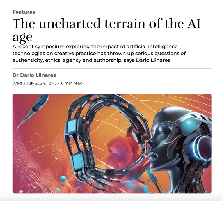 A piece published in Arts Professional