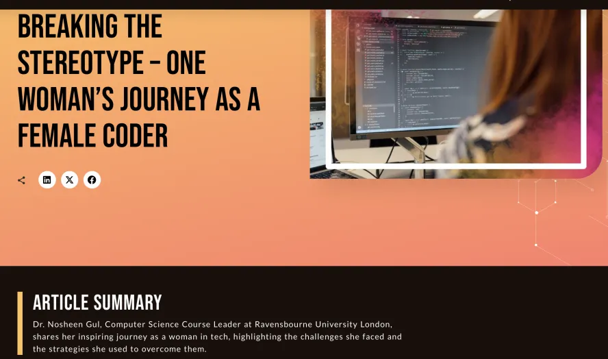 An article published in SheCanCode from a Ravensbourne course leader