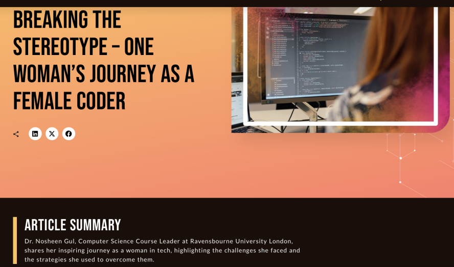 An article published in SheCanCode from a Ravensbourne course leader
