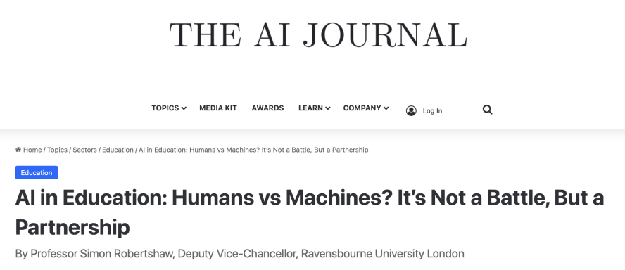 A piece by Simon Robertshaw for The AI Journal 