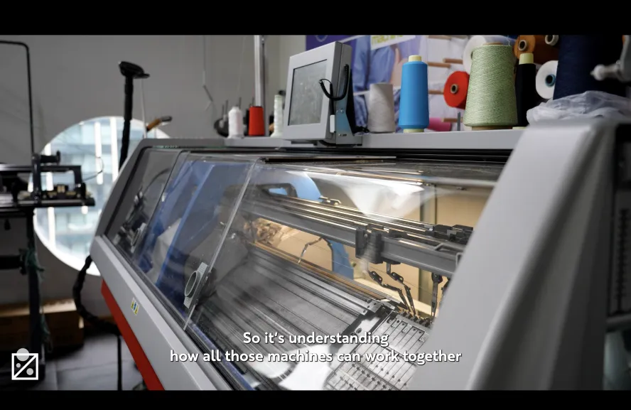 Sewing and textiles machine in use as part of atelier facilities at Ravensbourne University