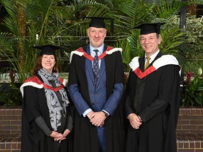 Lynda Relph-Knight (left), Professor Lawrence Zeegen (centre), Michael Horsham (right)