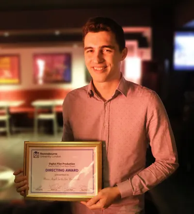 Receiving the directing award Curzon Soho