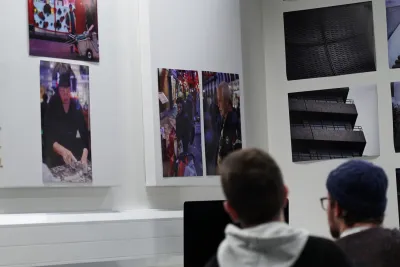 Students review each others work at photography masterclass