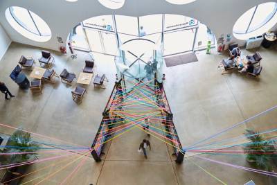 Image of atrium taken from level 4 of Ravensbourne building