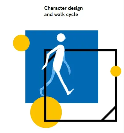 A basic drawing of an outline of a person in white on a blue background.