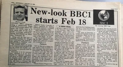 BBC1 - Globe COW newspaper article 30/01/85