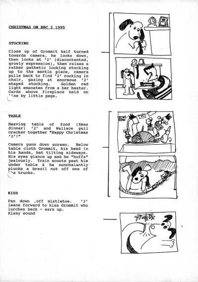 Wallace and Gromit Christmas idents storyboard