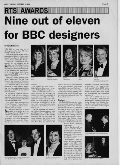 1990 'Ariel' RTS Award wins 2