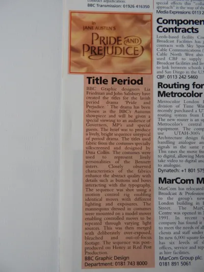 Pride and Prejudice press cutting 1