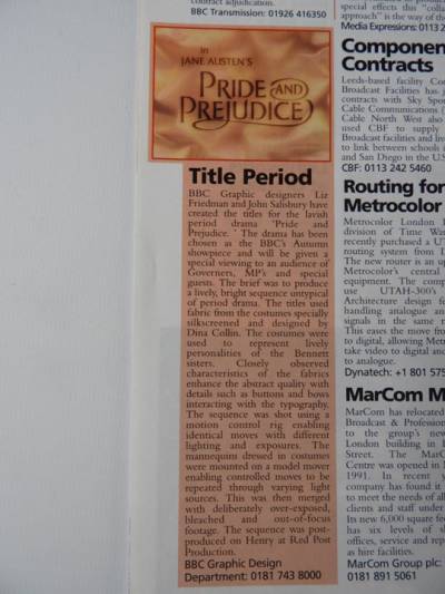 Pride and Prejudice press cutting 1