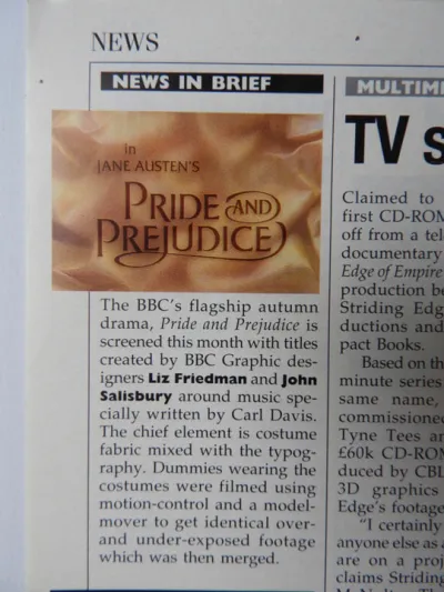 Pride and Prejudice press cutting 2