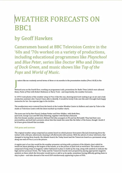Weather Forecasts on BBC1 (1970) 1