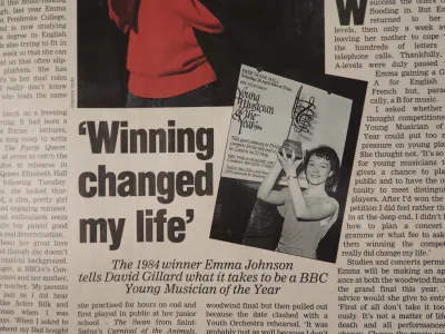 Young Musician of the Year trophy press cutting 2