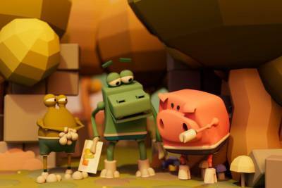 3D Models of characters, frog, crocodile and pig