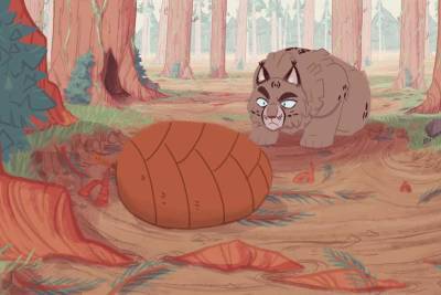 Creature in woodlands with an acorn