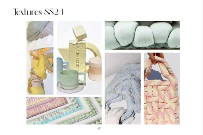 Textures SS24 objects made from sweets, a rug, tea pot collection and handbag