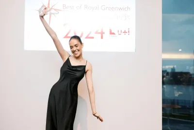 Tulasi Parmar, alumna at Ravensbourne, winning at the Royal Greenwich Business Awards