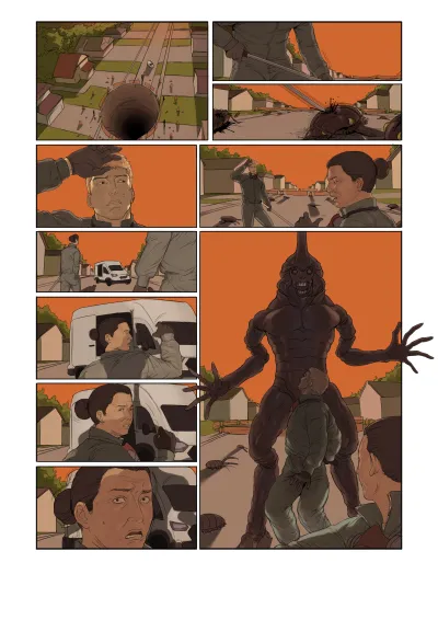 Graphic novel drawn by Ravensbourne Character Design student 