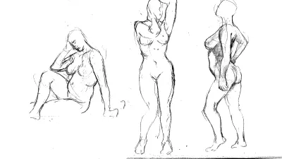 Life drawing sketch by Ravensbourne Character Design student 