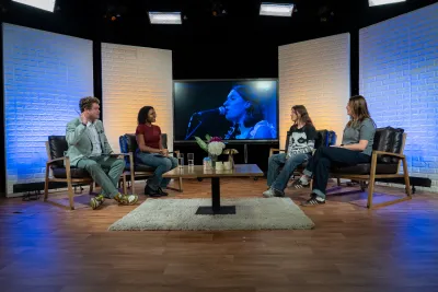 A selection of students broadcasting 