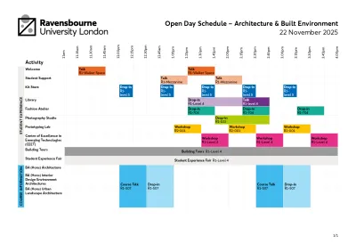 Open Day schedule - Architecture & Built Environment