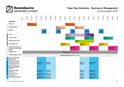 Open Day schedule - Business & Management