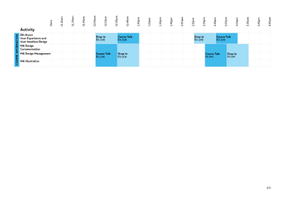 Open Day schedule - Design (continued)