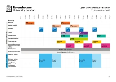 Open Day schedule - Fashion