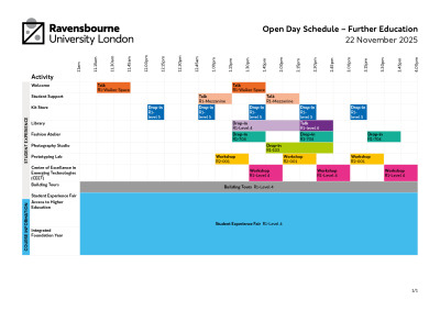 Open Day schedule - Further Education