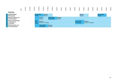 Open Day schedule - Media, Film, TV & Music (continued)