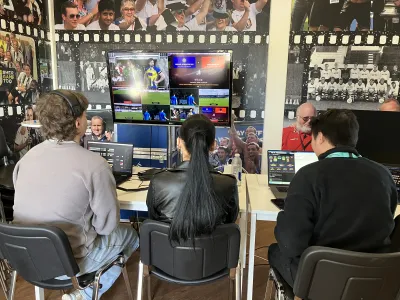 Students taking part in broadcasting