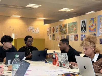 A person teaching students