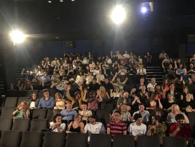 Students at a cinema