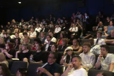 Students at a cinema