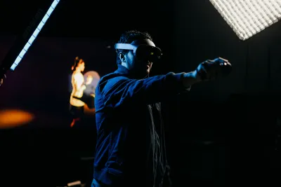 Student using vr headset