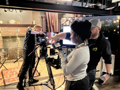 Ravensbourne students on an industry visit to Pinewood Studios 