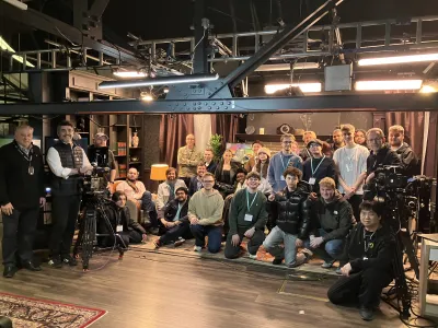 Students at Ravensbourne University on a industry visit to Pinewood Studios 